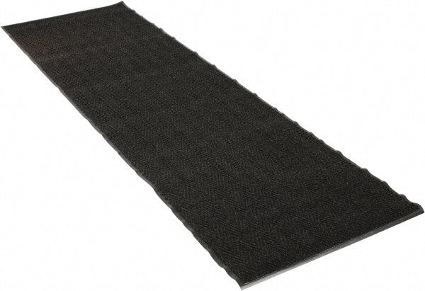 PRO-SAFE - 10 Ft. Long x 3 Ft. Wide, Poly Blended Carpet Surface, Chevron Ribbed Entrance Matting - 5/16 Inch Thick, Indoor, Medium Traffic, Vinyl, Charcoal, 4 Edged Side - Exact Tooling