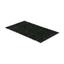 PRO-SAFE - 5 Ft. Long x 3 Ft. Wide, Poly Blended Carpet Surface, Chevron Ribbed Entrance Matting - 5/16 Inch Thick, Indoor, Medium Traffic, Vinyl, Charcoal, 4 Edged Side - Exact Tooling