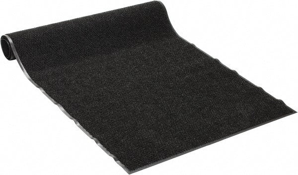 PRO-SAFE - 8 Ft. Long x 4 Ft. Wide, Poly Blended Carpet Surface, Chevron Ribbed Entrance Matting - 5/16 Inch Thick, Indoor, Medium Traffic, Vinyl, Charcoal, 4 Edged Side - Exact Tooling