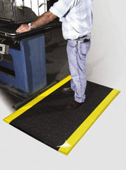 PRO-SAFE - 60' Long x 4' Wide, Dry Environment, Anti-Fatigue Matting - Black with Yellow Borders, Urethane with Vinyl Sponge Base, Beveled on 4 Sides - Exact Tooling