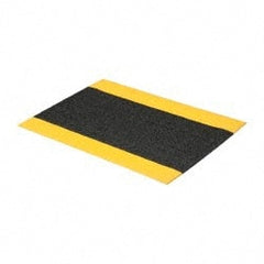 PRO-SAFE - 3' Long x 2' Wide, Dry Environment, Anti-Fatigue Matting - Black with Yellow Borders, Urethane with Vinyl Sponge Base, Beveled on 4 Sides - Exact Tooling