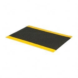 PRO-SAFE - 4' Long x 3' Wide, Dry Environment, Anti-Fatigue Matting - Black with Yellow Borders, Urethane with Vinyl Sponge Base, Beveled on 4 Sides - Exact Tooling