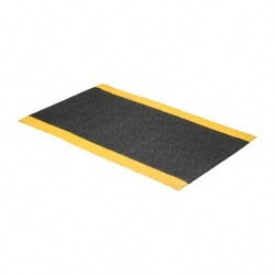 PRO-SAFE - 5' Long x 3' Wide, Dry Environment, Anti-Fatigue Matting - Black with Yellow Borders, Urethane with Vinyl Sponge Base, Beveled on 4 Sides - Exact Tooling