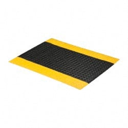 PRO-SAFE - 3' Long x 2' Wide, Dry Environment, Anti-Fatigue Matting - Black with Yellow Borders, Vinyl with Vinyl Sponge Base, Beveled on 4 Sides - Exact Tooling