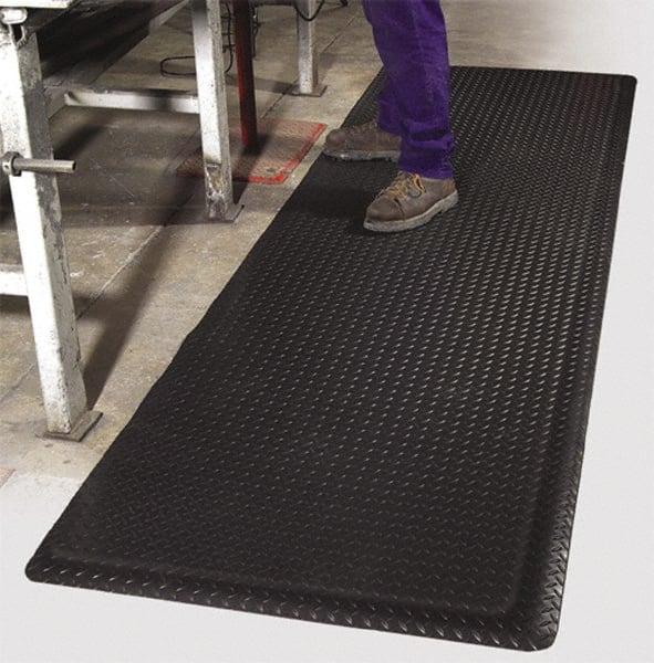 PRO-SAFE - 12' Long x 3' Wide, Dry Environment, Anti-Fatigue Matting - Black, Vinyl with Vinyl Sponge Base, Beveled on 4 Sides - Exact Tooling
