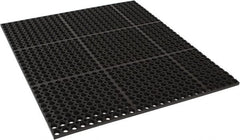 PRO-SAFE - 3' Long, Dry/Wet Environment, Anti-Fatigue Matting - Black, SBR Rubber with Rubber Base, Straight - Exact Tooling