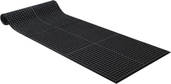 PRO-SAFE - 10' Long x 3' Wide, Dry/Wet Environment, Anti-Fatigue Matting - Black, SBR Rubber with Rubber Base, Beveled on 4 Sides - Exact Tooling