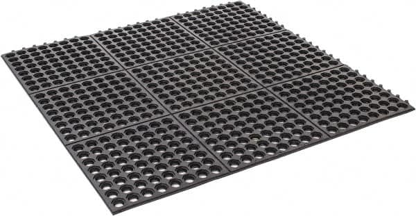 PRO-SAFE - 3' Long x 3' Wide x 5/8" Thick, Anti-Fatigue Modular Matting Tiles - 2 Interlocking Sides, Black, For Dry & Wet Areas, Series Pro-Safe - Exact Tooling