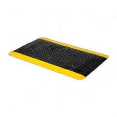 PRO-SAFE - 3' Long x 2' Wide, Dry Environment, Anti-Fatigue Matting - Black with Yellow Borders, Vinyl with Vinyl Sponge Base, Beveled on 4 Sides - Exact Tooling