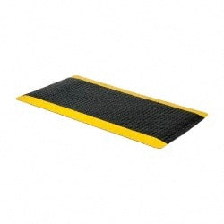 PRO-SAFE - 5' Long x 3' Wide, Dry Environment, Anti-Fatigue Matting - Black with Yellow Borders, Vinyl with Vinyl Sponge Base, Beveled on 4 Sides - Exact Tooling