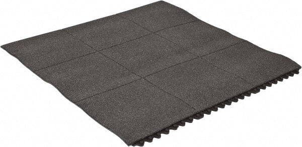 PRO-SAFE - 3' Long x 3' Wide x 5/8" Thick, Anti-Fatigue Modular Matting Tiles - 2 Interlocking Sides, Black, For Dry & Wet Areas, Series Pro-Safe - Exact Tooling