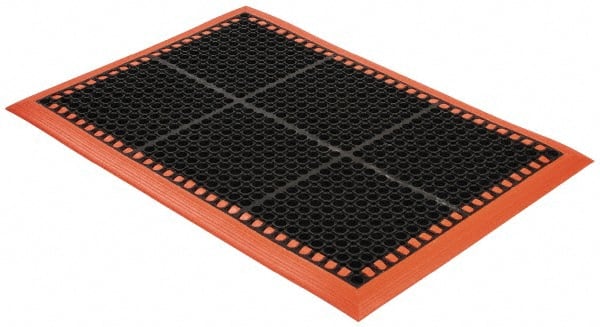PRO-SAFE - Dry/Wet Environment, Anti-Fatigue Matting - Black with Orange Borders, Natural Rubber with Rubber Base, Beveled on 4 Sides - Exact Tooling