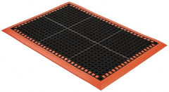 PRO-SAFE - Dry/Wet Environment, Anti-Fatigue Matting - Black with Orange Borders, Natural Rubber with Rubber Base, Beveled on 4 Sides - Exact Tooling