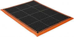 PRO-SAFE - 3' Wide, Dry/Wet Environment, Anti-Fatigue Matting - Black with Orange Borders, Natural Rubber with Rubber Base, Beveled on 4 Sides - Exact Tooling
