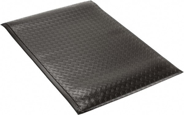 PRO-SAFE - 3' Long x 2' Wide, Dry Environment, Anti-Fatigue Matting - Black, Vinyl with Vinyl Sponge Base, Beveled on 4 Sides - Exact Tooling