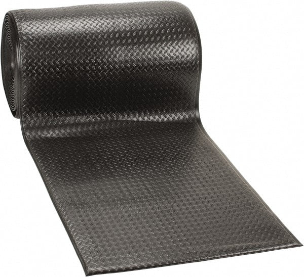 PRO-SAFE - 60' Long x 3' Wide, Dry Environment, Anti-Fatigue Matting - Black, Vinyl with Vinyl Sponge Base, Beveled on 4 Sides - Exact Tooling