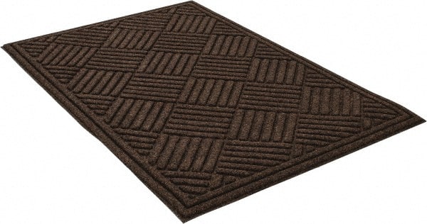 PRO-SAFE - 3 Ft. Long x 2 Ft. Wide, Poly Blended Carpet Surface, Raised Diamond Pattern Entrance Matting - 1/4 Inch Thick, Indoor, Heavy Traffic, Recycled Rubber, Walnut - Exact Tooling
