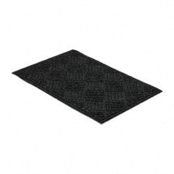 PRO-SAFE - 3 Ft. Long x 2 Ft. Wide, Poly Blended Carpet Surface, Raised Diamond Pattern Entrance Matting - 1/4 Inch Thick, Indoor, Heavy Traffic, Recycled Rubber, Black - Exact Tooling