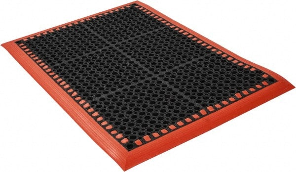 PRO-SAFE - Dry/Wet Environment, Anti-Fatigue Matting - Black with Orange Borders, Natural Rubber with Rubber Base, Beveled on 4 Sides - Exact Tooling
