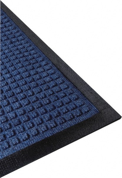 PRO-SAFE - 5 Ft. Long x 3 Ft. Wide, Poly Blended Carpet Surface, Raised Waffle Pattern Entrance Matting - 1/4 Inch Thick, Indoor, Heavy Traffic, Nitrile Rubber, Blue - Exact Tooling