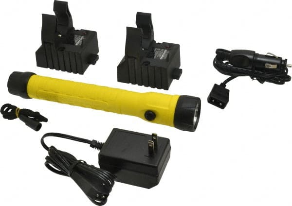 Streamlight - White LED Bulb, 130 Lumens, Industrial/Tactical Flashlight - Yellow Plastic Body, 1 NiCad Battery Included - Exact Tooling