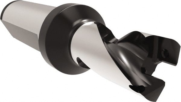 Allied Machine and Engineering - Series 15, 15 to 15.99mm Diam, 20mm Diam Straight Shank with Flange, Helical Flute Spade Drill - 17.5mm Max Depth, 44.3mm Body Length, 94.3mm OAL, Short Length, Through Coolant - Exact Tooling