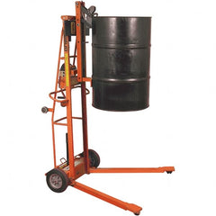 Wesco Industrial Products - 750 Lb Load Capacity, 30, 55 & 85 Gal Drum Lifter - 30" Wide x 70-3/4" High, 2 Steel Wheels - Exact Tooling