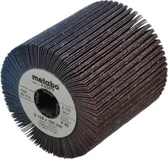 Metabo - 4" Diam, 80 Grit Zirconia Alumina Flap Wheel - 5/8" Hole, 4" Wide, Coated, Medium Grade - Exact Tooling