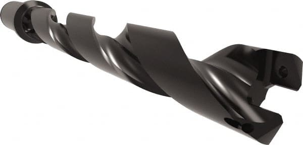 Allied Machine and Engineering - Series 24, 24 to 26mm Diam, 1" Diam Straight Shank with Flange, Helical Flute Spade Drill - 7-11/64" Max Depth, 8-37/64" Body Length, 10-55/64" OAL, Standard Length, Through Coolant - Exact Tooling