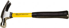 NUPLA - 1-1/4 Lb Head, Straight Rip Claw Standard Hammer - 14" OAL, Forged Steel Head, Fiberglass Handle with Grip - Exact Tooling