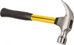 NUPLA - 1-1/4 Lb Head, Curved Framing Straight Claw Hammer - 14" OAL, Forged Steel Head, Smooth Face, Fiberglass Handle with Grip - Exact Tooling