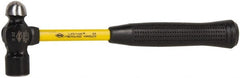 NUPLA - 1/2 Lb Head High Carbon Steel Ball Pein Hammer - 11" Fiberglass Handle, 15/16" Face Diam, 11" OAL, Fiberglass with Cushion Grip - Exact Tooling