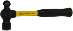 NUPLA - 1 Lb Head High Carbon Steel Ball Pein Hammer - 13" Fiberglass Handle, 1-9/64" Face Diam, 13" OAL, Fiberglass with Cushion Grip - Exact Tooling