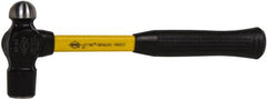 NUPLA - 1-1/4 Lb Head High Carbon Steel Ball Pein Hammer - 13" Fiberglass Handle, 1-1/4" Face Diam, 13" OAL, Fiberglass with Cushion Grip - Exact Tooling