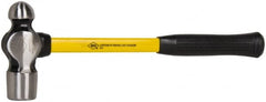 NUPLA - 2-1/2 Lb Head High Carbon Steel Ball Pein Hammer - 16" Fiberglass Handle, 1-1/2" Face Diam, 16" OAL, Fiberglass with Cushion Grip - Exact Tooling