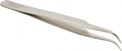 Aven - 4-1/2" OAL 7-SA Precision Tweezers - Curved, Magnified Applications - Exact Tooling