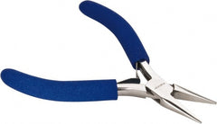 Aven - 4-1/2" OAL, 15/16" Jaw Length x 23/64" Jaw Width, Long Nose Chain Nose Pliers - Smooth Jaw, Standard Head, ESD Cushion Handles, with Spring - Exact Tooling