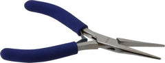 Aven - 5" OAL, 1-7/16" Jaw Length x 23/64" Jaw Width, Long Nose Chain Nose Pliers - Smooth Jaw, Standard Head, ESD Cushion Handles, with Spring - Exact Tooling