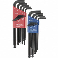 Eklind - 22 Piece L-Key Ball End Hex Key Set - Hex Range 0.05 to 3/8" - Exact Tooling