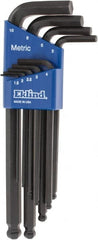 Eklind - 9 Piece L-Key Ball End Hex Key Set - Hex Range 1.5 to 10mm - Exact Tooling