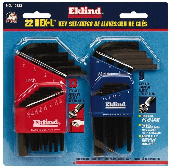 Eklind - 22 Piece L-Key Hex Key Set - Exact Tooling