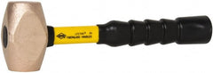 NUPLA - 4 Lb Head 1-43/64" Face Brass Nonmarring Hammer - 12" OAL, Fiberglass Handle - Exact Tooling