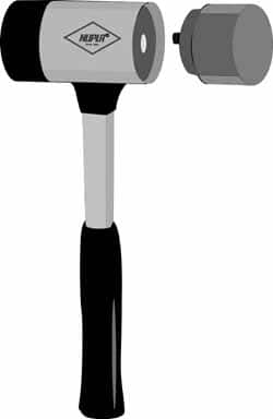 NUPLA - 3" Face Diam, Grade Extra Soft, Gray Soft Face Hammer Tip - Fiberglass - Exact Tooling