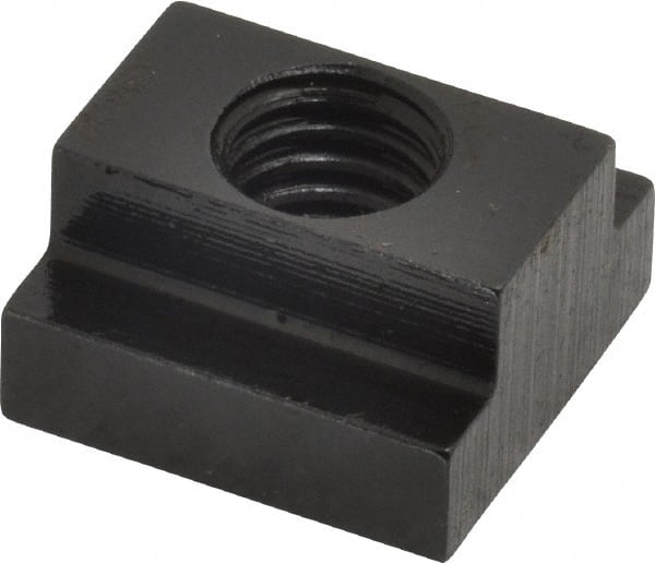 Gibraltar - 7/16-14 Tapped Through T Slot Nut - 1/2" Slot Width, 7/8 x 9/32" Base Width x Height, 7/8 x 1/2" OAL x Height - Exact Tooling