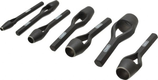General - 7 Piece, 1/4 to 1", Arch Punch Set - Comes in Vinyl Roll - Exact Tooling