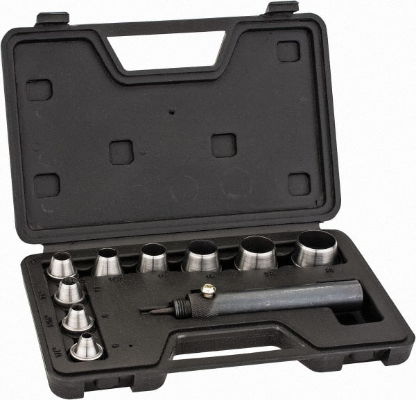 General - 10 Piece, 1/4 to 1", Hollow Punch Set - Comes in Plastic Case - Exact Tooling