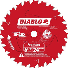Freud - 6-1/2" Diam, 5/8" Arbor Hole Diam, 24 Tooth Wet & Dry Cut Saw Blade - Carbide-Tipped, Standard Round Arbor - Exact Tooling