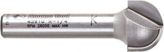 Amana Tool - 1/2" Cut Diam, 3/8" Length of Cut, 2 Flute Core Box Edge Profile Router Bit - Carbide-Tipped, 1/4" Shank Diam, 1-1/2" OAL, Uncoated - Exact Tooling