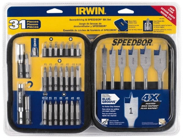 Irwin - 31 Piece, Bit Set - Phillips, Slotted, Square Point - Exact Tooling