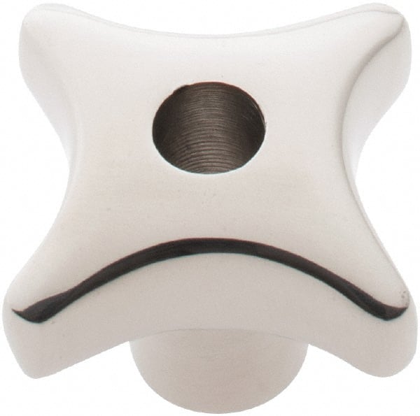 KIPP - 1.57" Head Diam, 4 Point Lobed Knob - 5/16" Hole, Stainless Steel - Exact Tooling